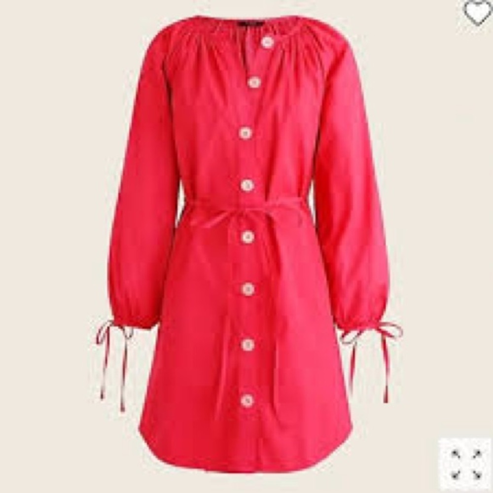 J.Crew Tie-sleeve button-front dress in cotton poplin